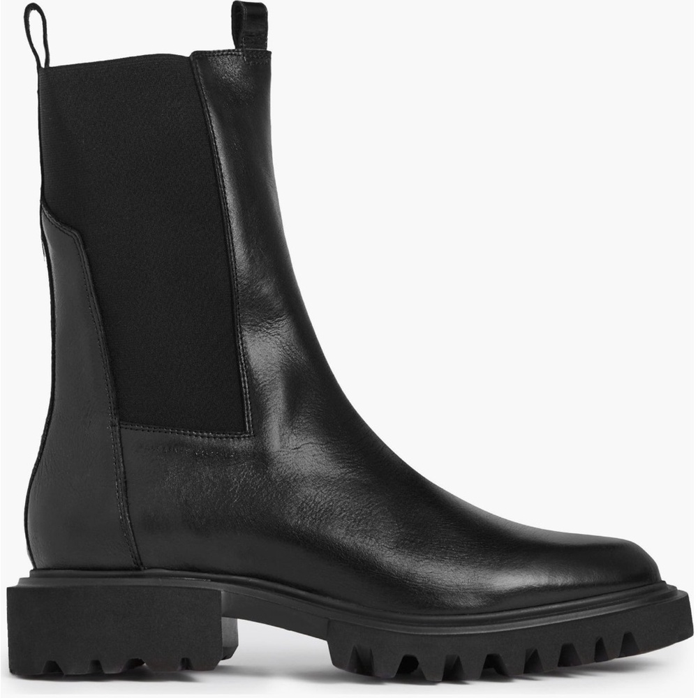 BNWT! All Saints Black Leather Combat Boots 10US/40EU - Picture 2 of 6